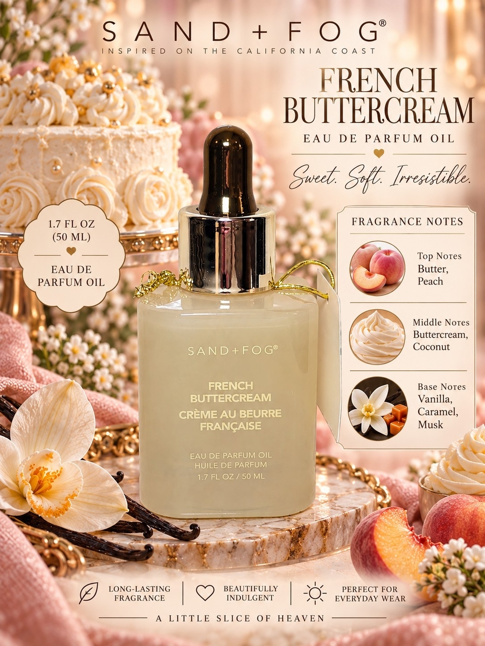 🧁French Buttercream Sand + Fog Fragrance Oil - Alcohol Free